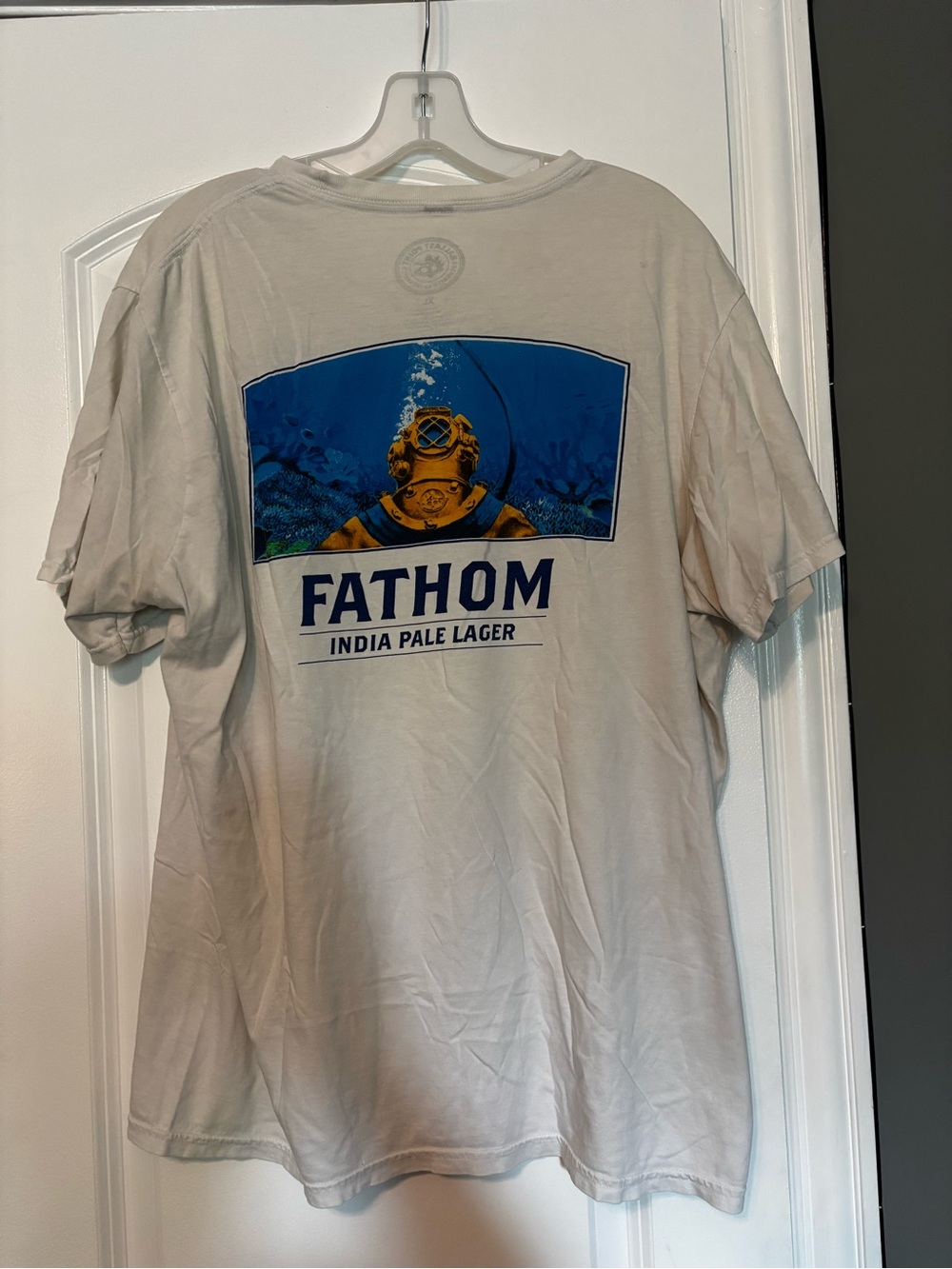 Fathom India Pale Lager Graphic Tee - Cream with Blue & Yellow Printing XL